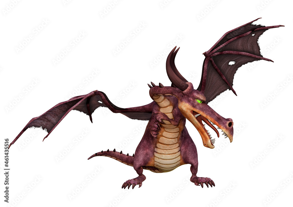 3D Rendering Fairy Tale Dragon on White 3D Rendering Fairy Tale Dragon on White