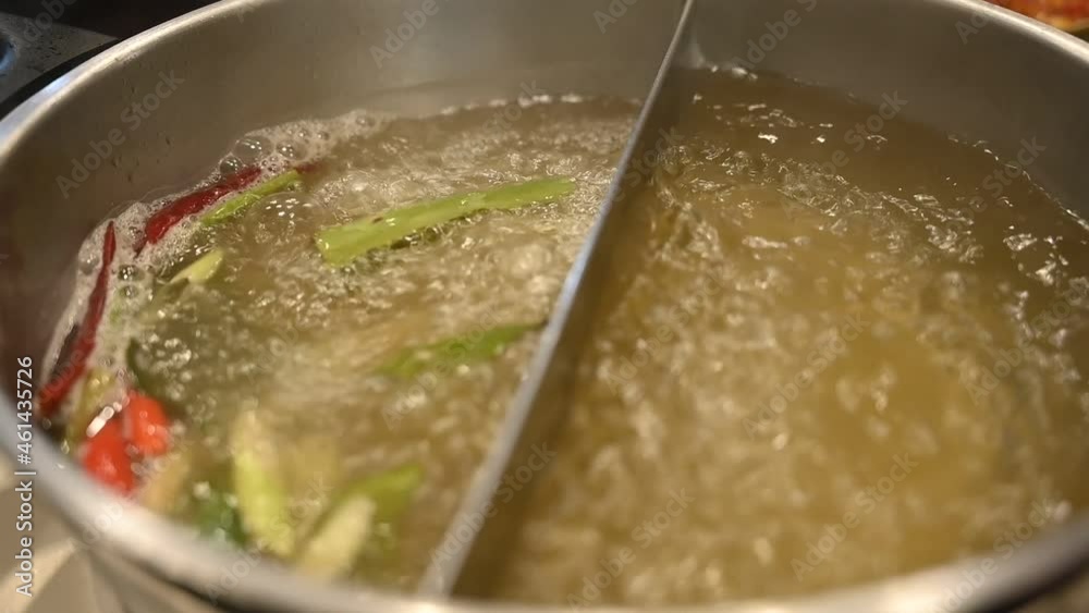 Sukiyaki or shabu and mixed vegetables in a pot of boiling soup Sukiyaki or shabu and mixed vegetables in a pot of boiling soup
