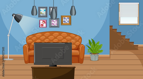 Living room interior scene with furniture and living room decoration