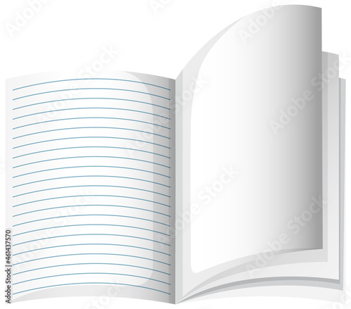 Opened empty notebook o white background