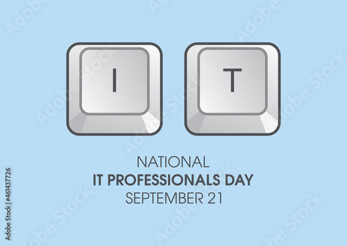 National IT Professionals Day vector. Keyboard keys icon vector isolated on a blue background. September 21, important day