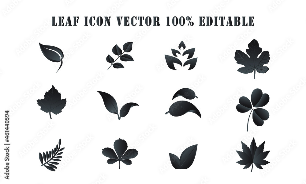 leaf icons set on white background