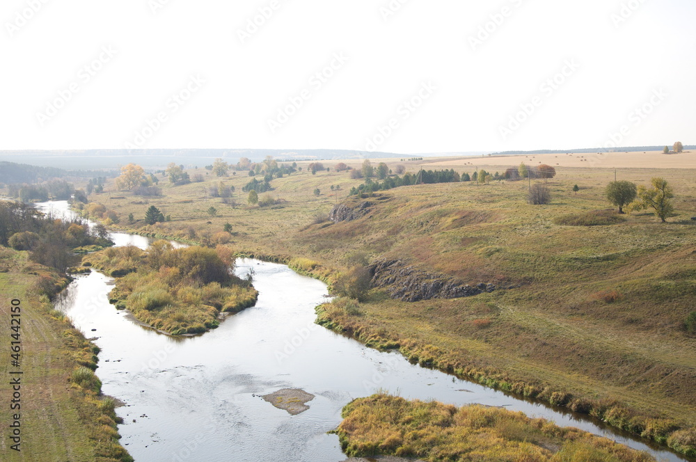Obraz premium Top view of the river Rezh in Russia , Sverdlovsk region.