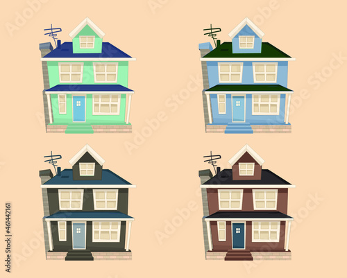 cartoon houses set in vector
