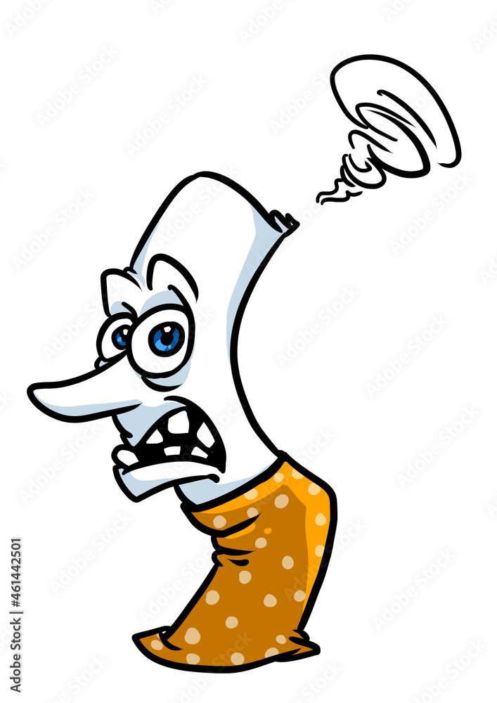 evil cigarette cartoon Monster with Burning Eyes and Teeth Stock Vector Photography Poster Angry cigarette character