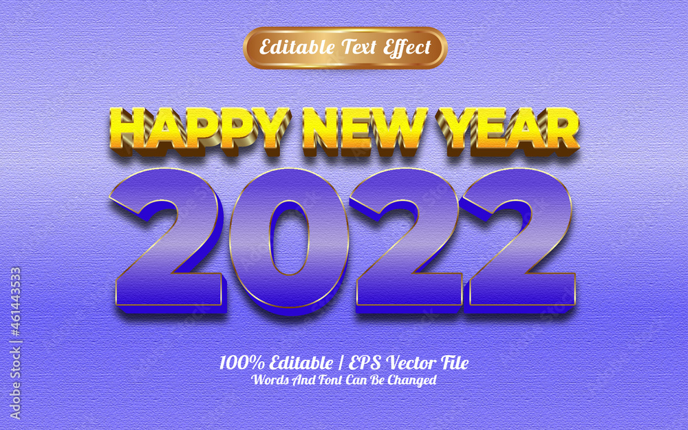Happy new year 2022 luxury blue and yellow goldden style text effect Happy new year 2022 luxury blue and yellow goldden style text effect