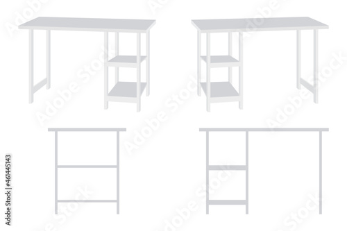 Beautiful cute modern office table for freelancer with different poses and position isolated with self