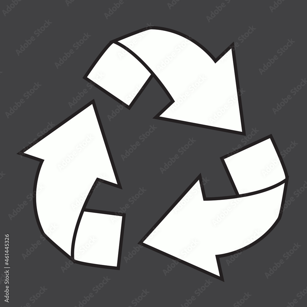 Recycle icon vector isolated on black background. Trendy recycle icon in flat style. Template for app, ui and logo. Icon recycle for your web site. Modern recycle icon, EPS 10 Recycle icon vector isolated on black background. Trendy recycle icon in flat style. Template for app, ui and logo. Icon recycle for your web site. Modern recycle icon, EPS 10