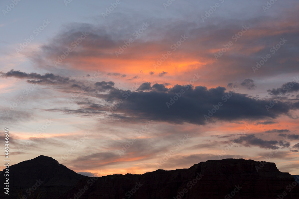orange clouds at sunset in Capitol Reef National Park in United States of America