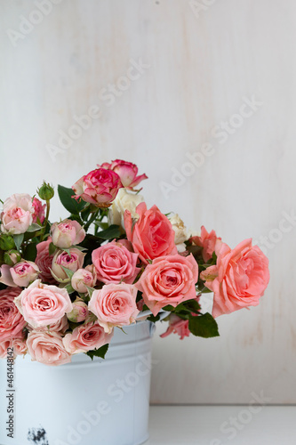 Bouquet of pink roses. Beautiful card.