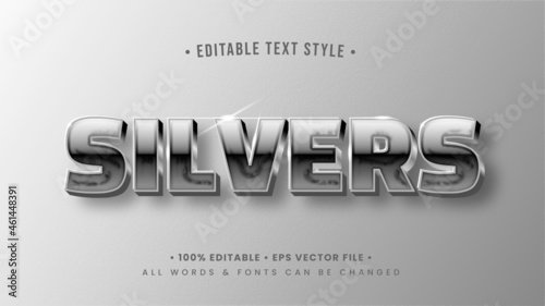 Silver Glow Shiny 3d Text Style Effect. Editable illustrator text style.
