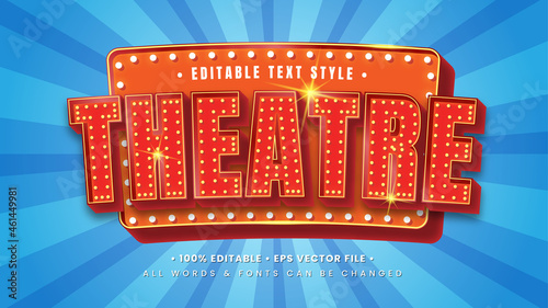 Theatre Movie 3d Text Style Effect. Editable illustrator text style.