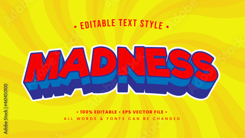 Madness Vintage Retro 3d Text Style Effect. Editable illustrator text style.
