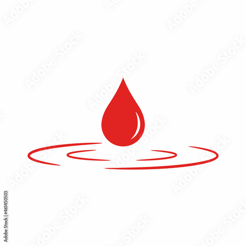 Falling red drop of blood icon design. Vector illustration.