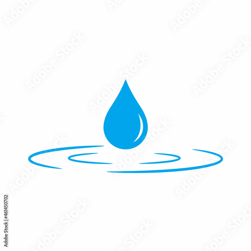Falling drop with waves icon. Vector illustration.