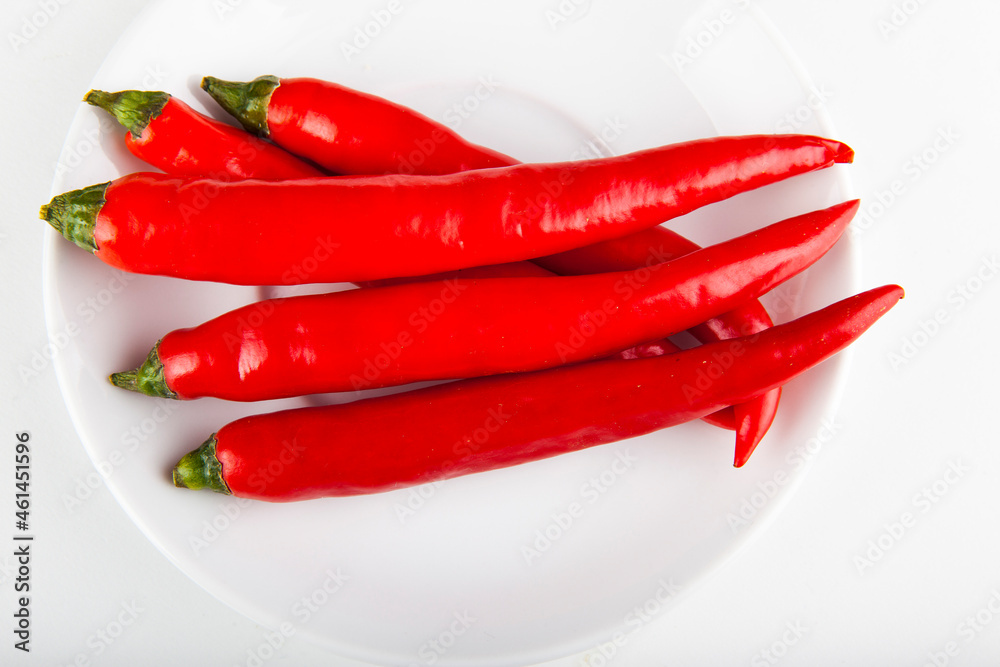 hot chili to add to pizza on a white plate