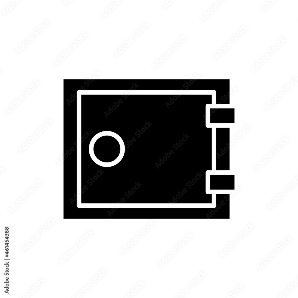 Money safe thin line icon. Finance, business sign on white. Trendy flat isolated solid black symbol, sign can be used for: illustration, logo, mobile, app, design, web, dev, ui, gui. Vector EPS 10 Money safe thin line icon. Finance, business sign on white. Trendy flat isolated solid black symbol, sign can be used for: illustration, logo, mobile, app, design, web, dev, ui, gui. Vector EPS 10