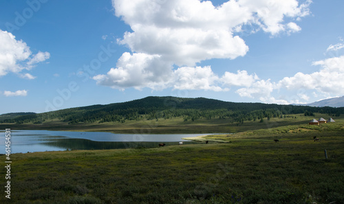 landscape with lake and mountains