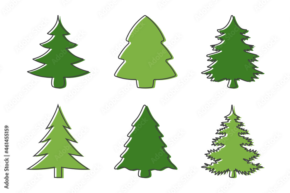 Set of christmas tree design elements