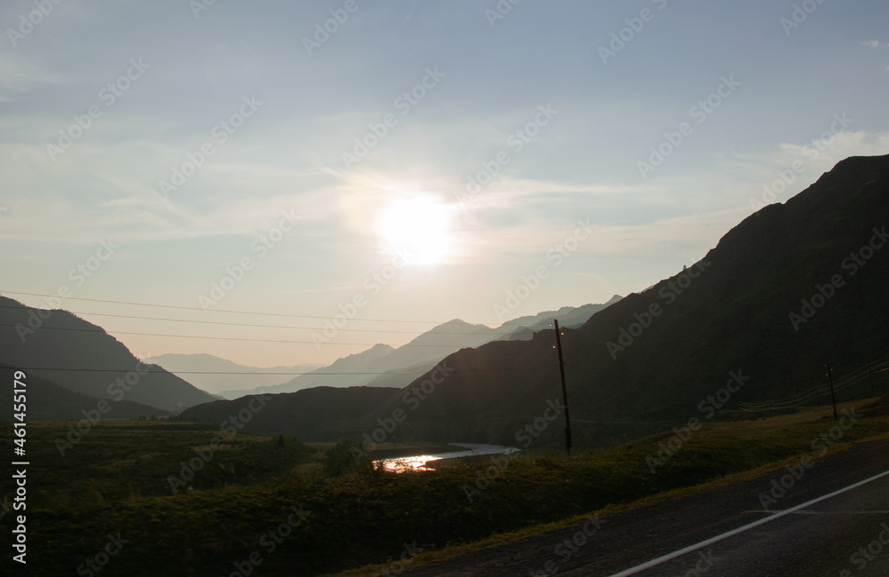 sunset over the mountains