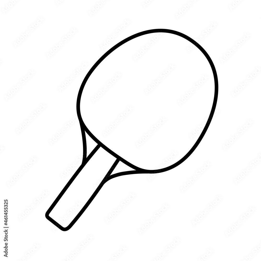 Ping pong racket. Sport equipment line sketch. Hand drawn doodle ...
