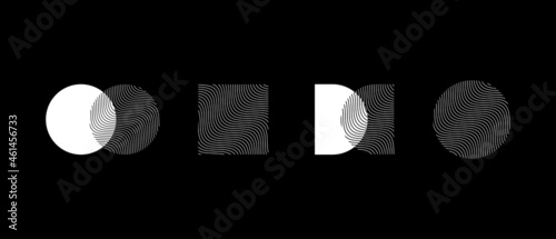 Minimal monochrome wavy logo template. Trendy linear design elements.