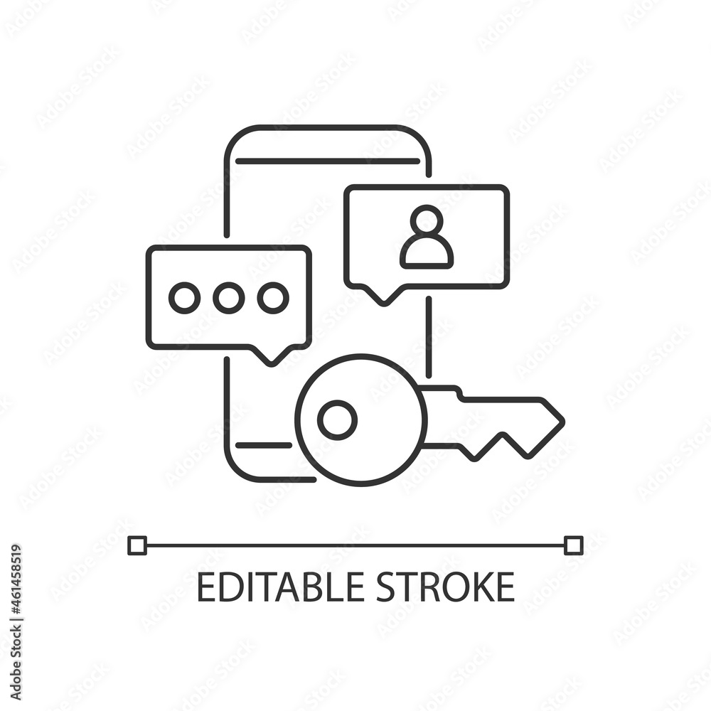 Social media password linear icon. Confidential user data. Internet safety. Password management. Thin line customizable illustration. Contour symbol. Vector isolated outline drawing. Editable stroke Social media password linear icon. Confidential user data. Internet safety. Password management. Thin line customizable illustration. Contour symbol. Vector isolated outline drawing. Editable stroke