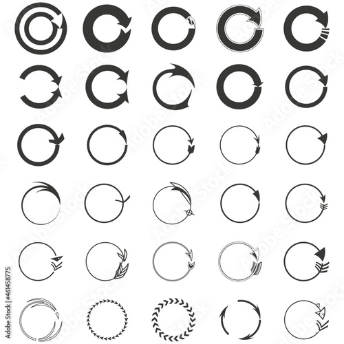 Different circular arrows of black color, different thicknessVector illustration. Stock Photo.EPS10