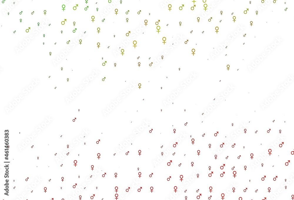 Light green, red vector template with man, woman symbols.