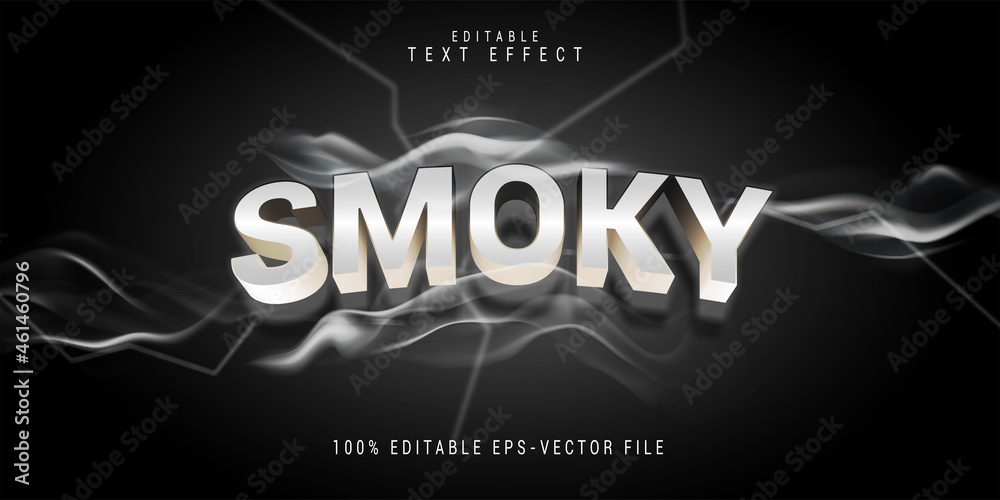Fototapeta premium editable smoky text effect in silver color with smoke ornaments.logo text.typhography logo