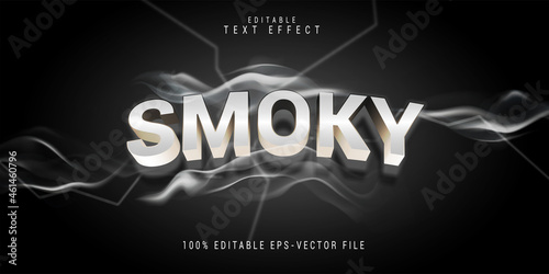 editable smoky text effect in silver color with smoke ornaments.logo text.typhography logo