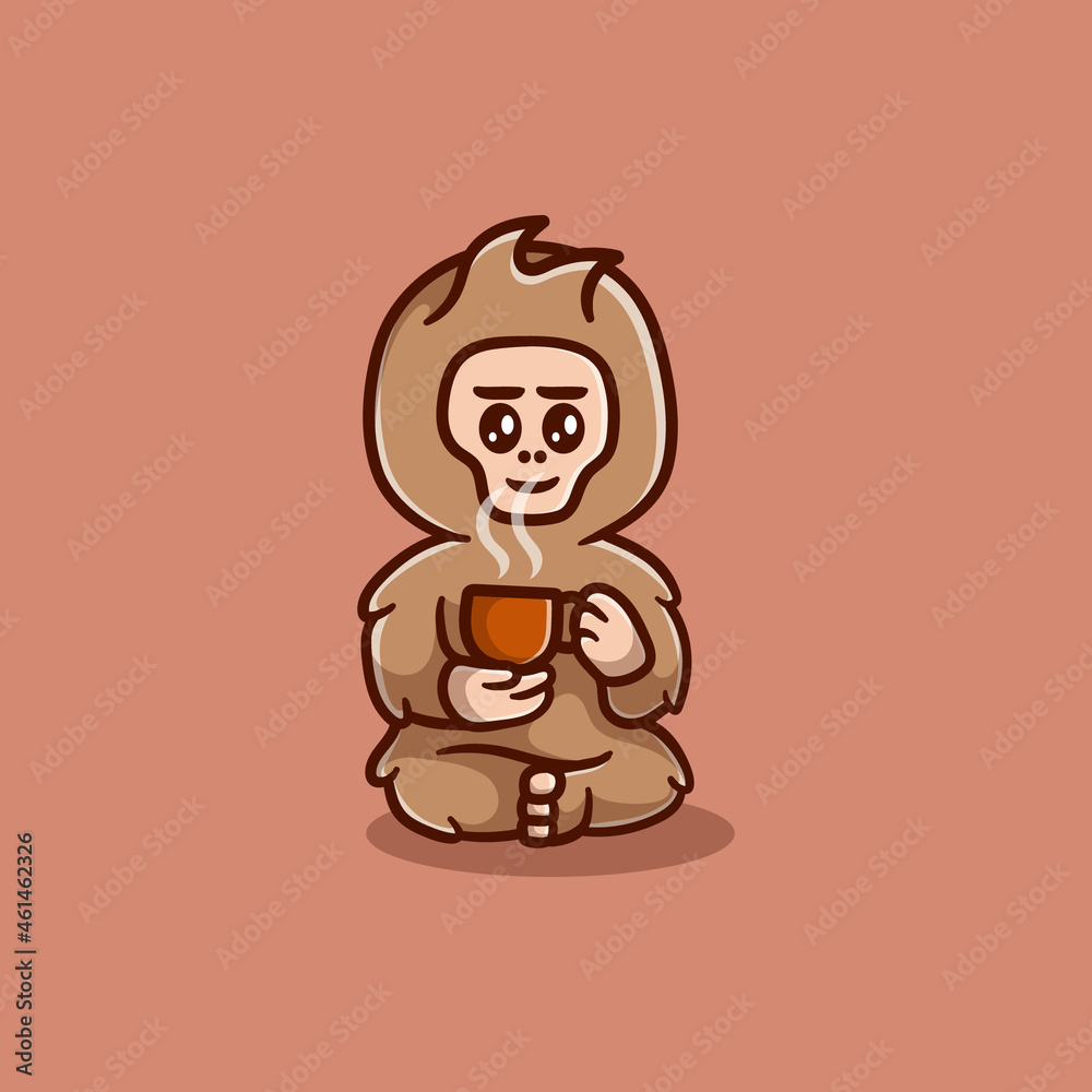 cute bigfoot with a cup of coffee cute bigfoot with a cup of coffee