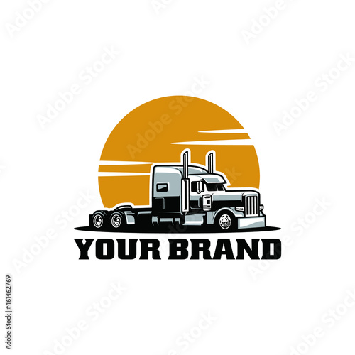 Semi Truck 18 Wheeler Vector in White Background Illustration