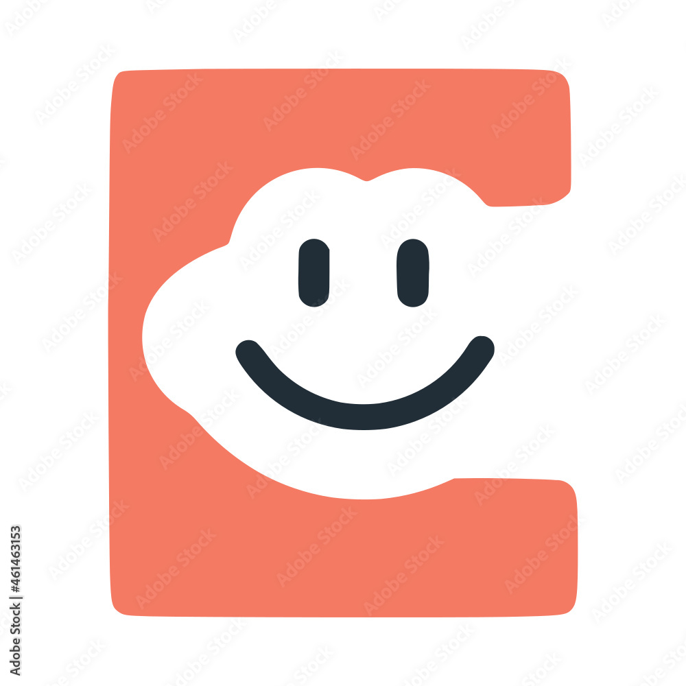 Letter e happy smiling character, vector clip art Letter e happy smiling character, vector clip art