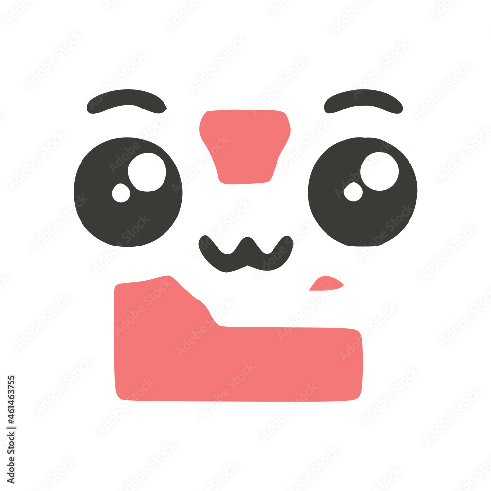 Fototapeta premium Letter e funny kawaii character with big eyes, vector clipart