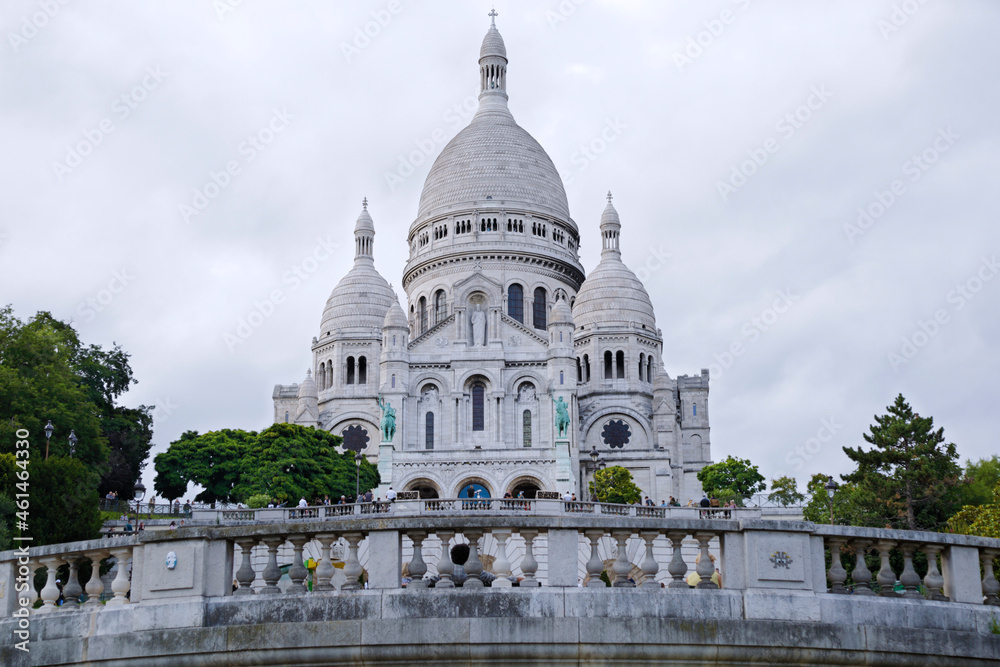 Sacre Coeur Cathedral on Montmartre Hill in Paris, France. Sacre Coeur Cathedral on Montmartre Hill in Paris, France.