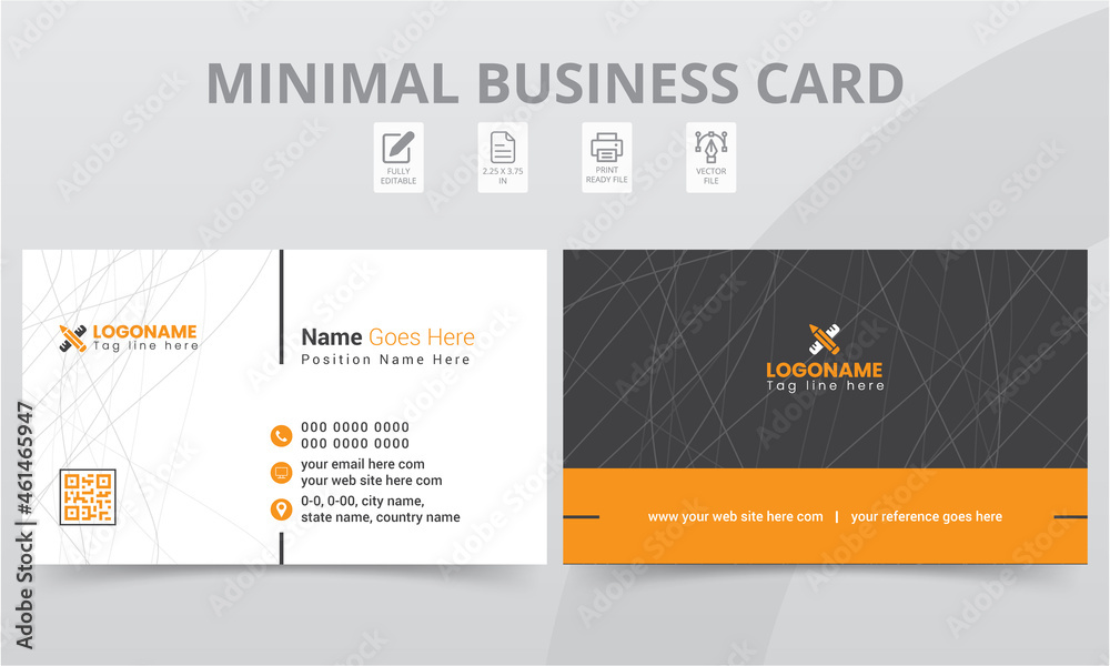 Professional Stylish Elegant Double-Sided Business Card Flat Layout Template Designs.