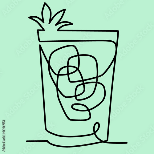 cocktail in continuous one line style