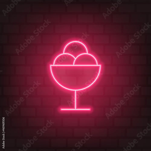 Ice cream neon sign. Pink street light symbol.