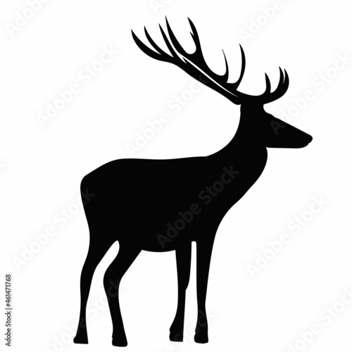 deer with antlers black silhouette  on a white background