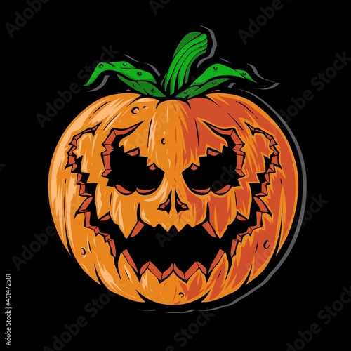scary pumpkin head halloween vector