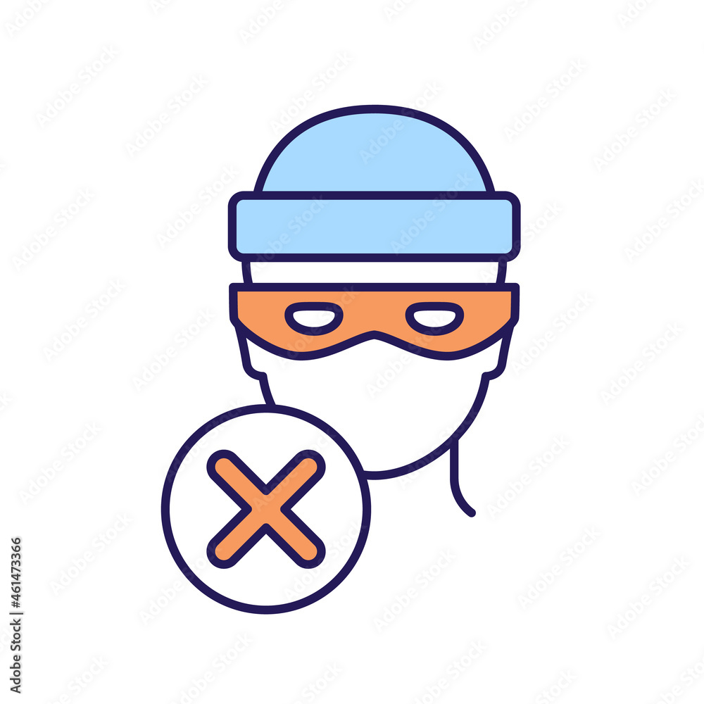 Robbery prevention RGB color icon. Burglary and crime detection. Home security system. Family protection. Surveillance tool. Isolated vector illustration. Simple filled line drawing