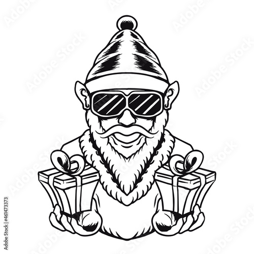 santa brings gifts character vector illustration premium tshirt design