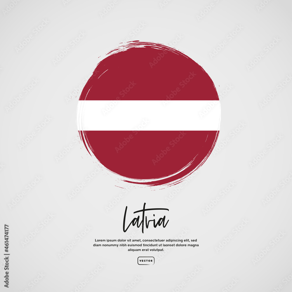 Obraz premium Flag of Latvia with brush stroke effect and text