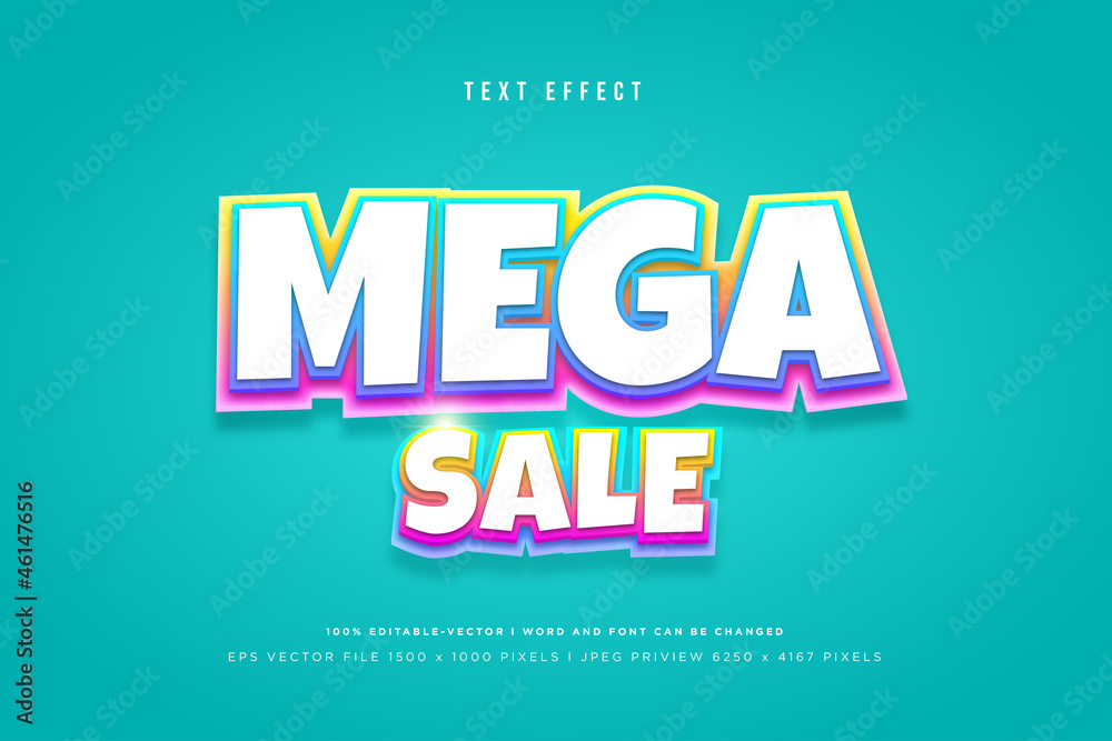 Fototapeta premium Mega sale 3d text effect on tosca background