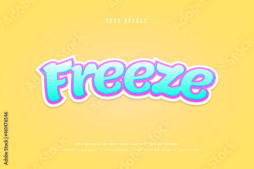 Freeze 3d text effect on yellow background