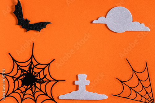Top view of creative Halloween concept background with copy space.