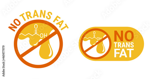 NO trans fat pictogram - strikethrough fatty drop photo