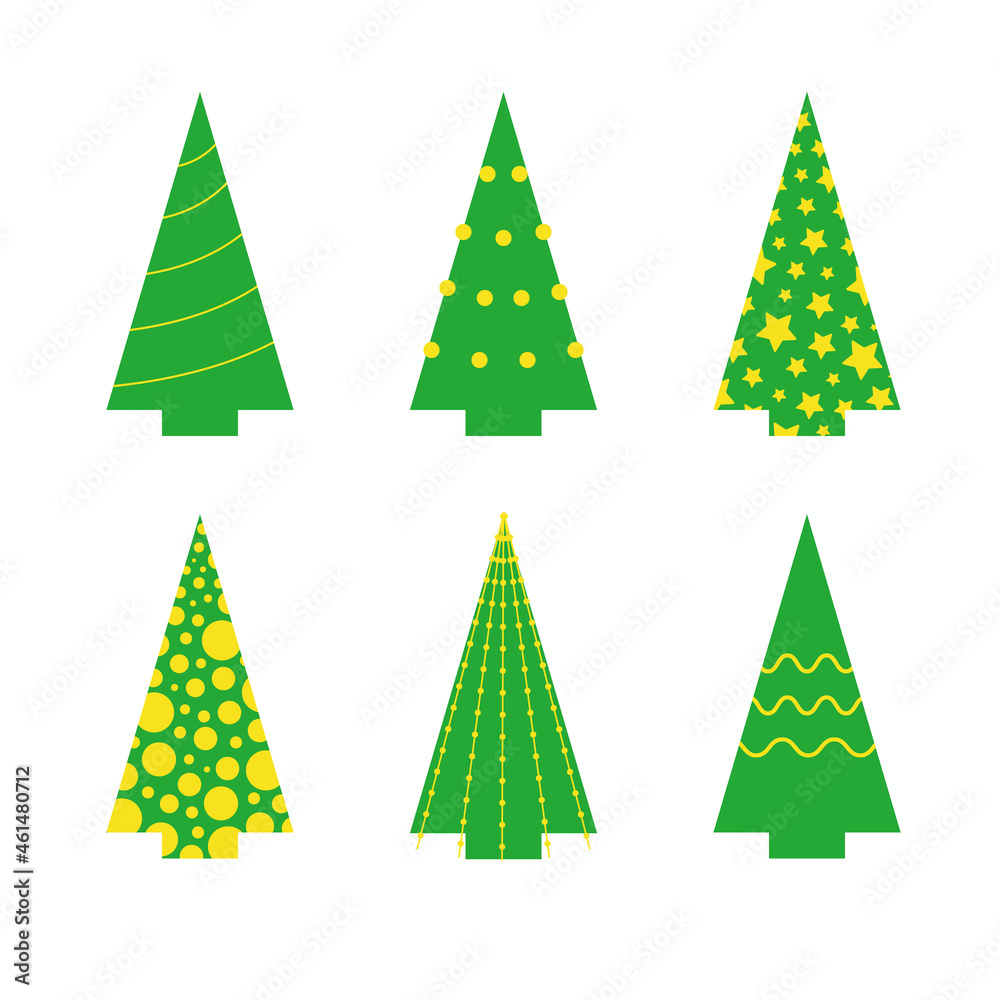 Cute simple Christmas trees vector icons set