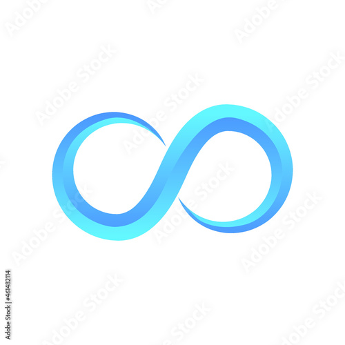 abstract infinity sign logo in blue color